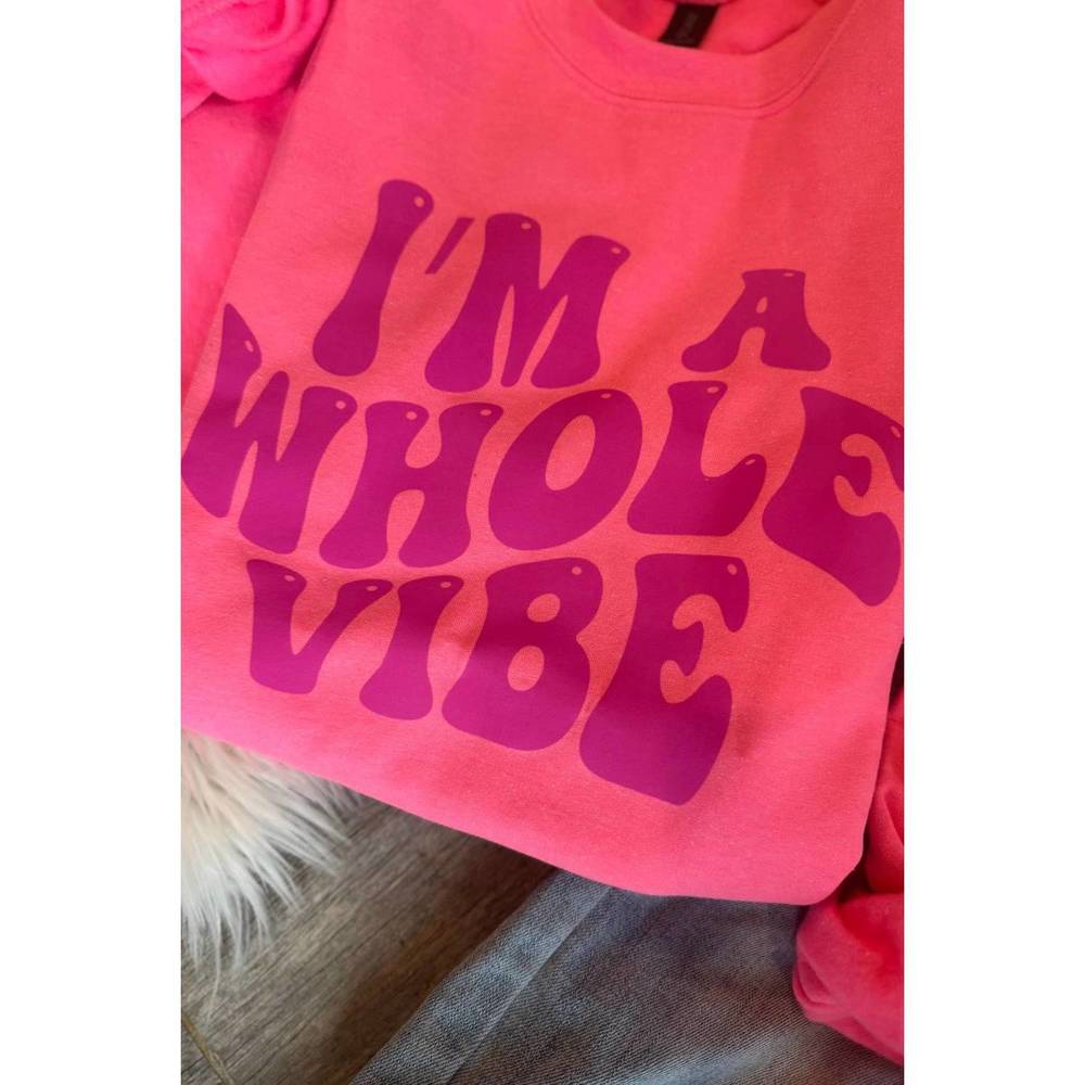 NEW LURE BOUTIQUE women's i’m a whole vibe sweatshirt in bright pink - Picture 3 of 3